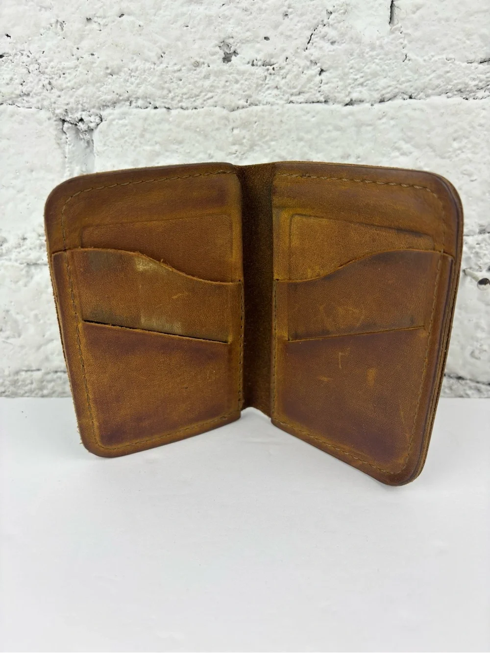 Origin The Raw Edge Bi Fold Wallet Brown Leather